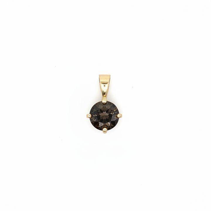 Caribbean Gems round-cut smoky topaz pendant in 14kt yellow gold, featuring a sparkling 1.75ct gemstone.