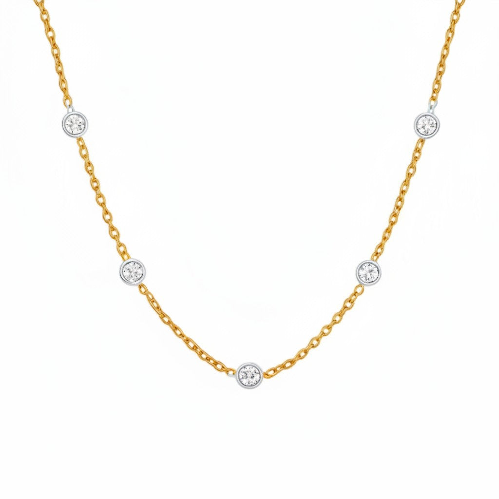 Caribbean Gems two-tone necklace with bezel-set diamonds on a delicate 14kt yellow gold chain