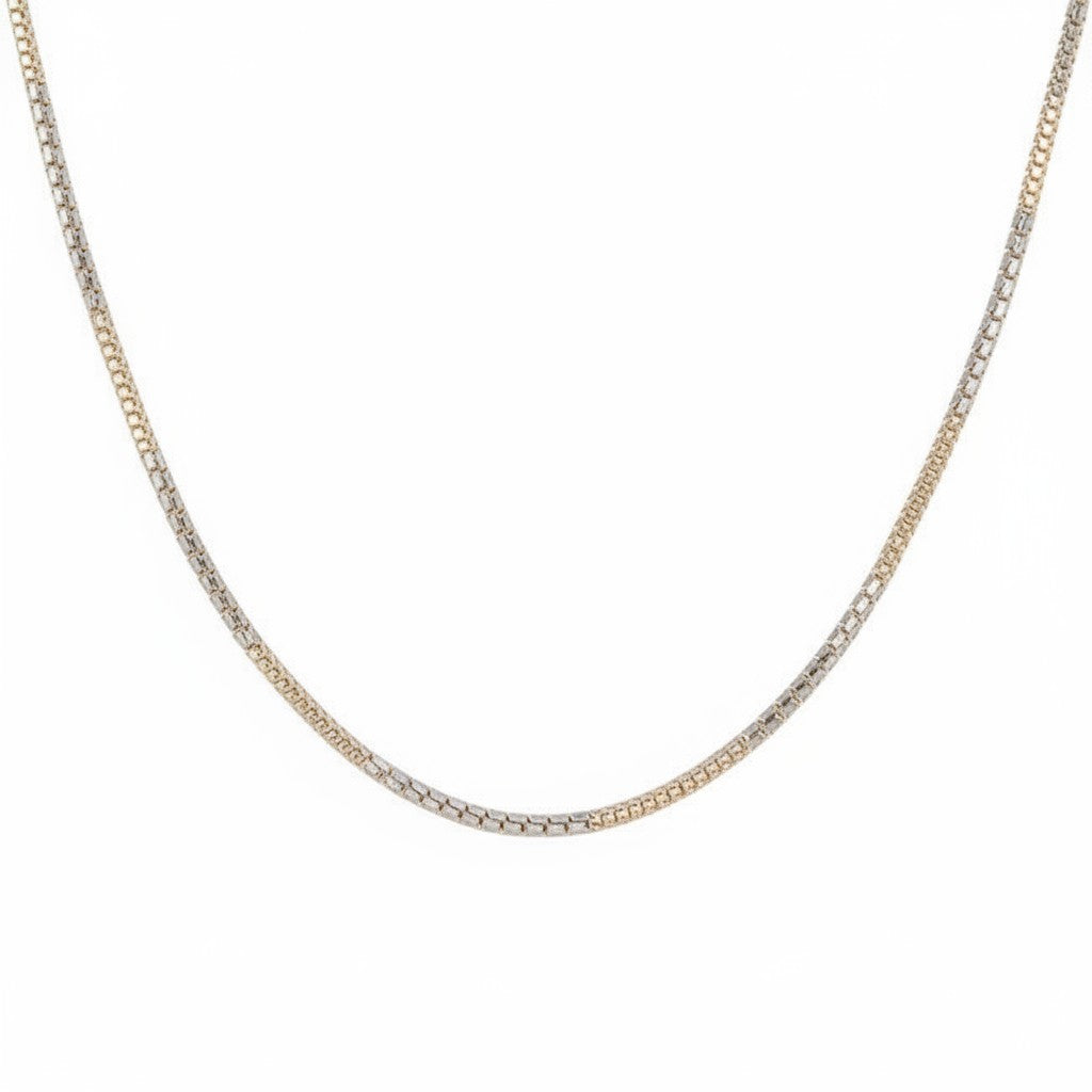 Caribbean Gems 18-inch fancy chain necklace crafted in 14kt two-tone gold with a textured link design.