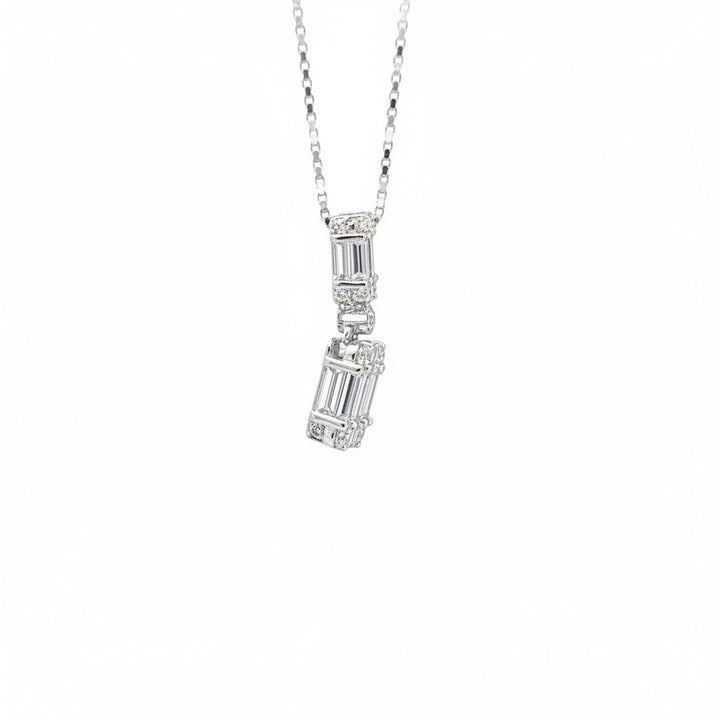 Caribbean Gems 14k white gold pendant featuring baguette cut diamonds on a delicate chain