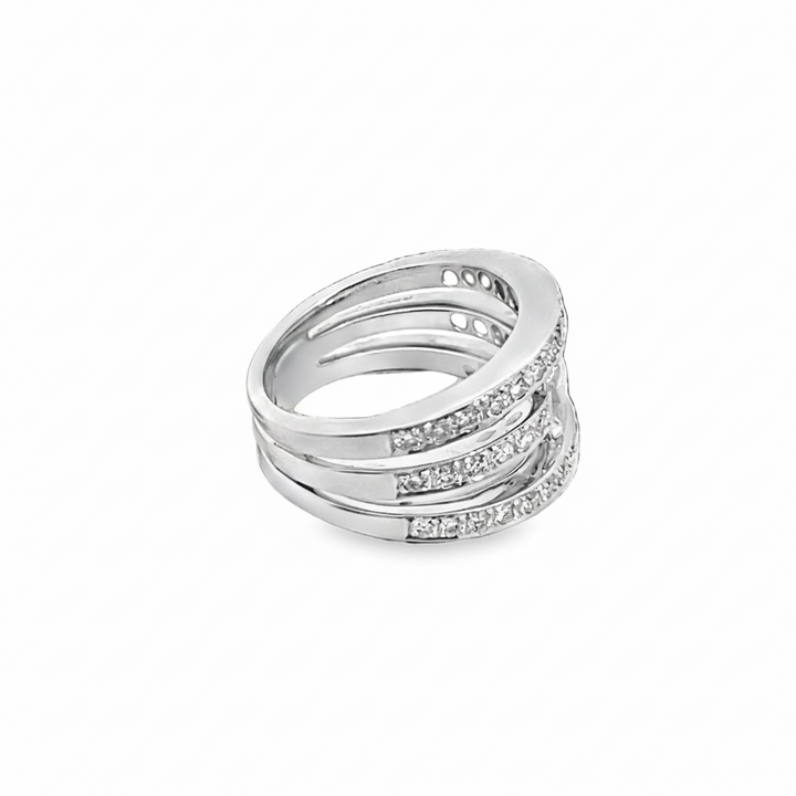 Caribbean Gems 18kt white gold multi-band ring featuring 1.32cts of round cut diamonds on a white background