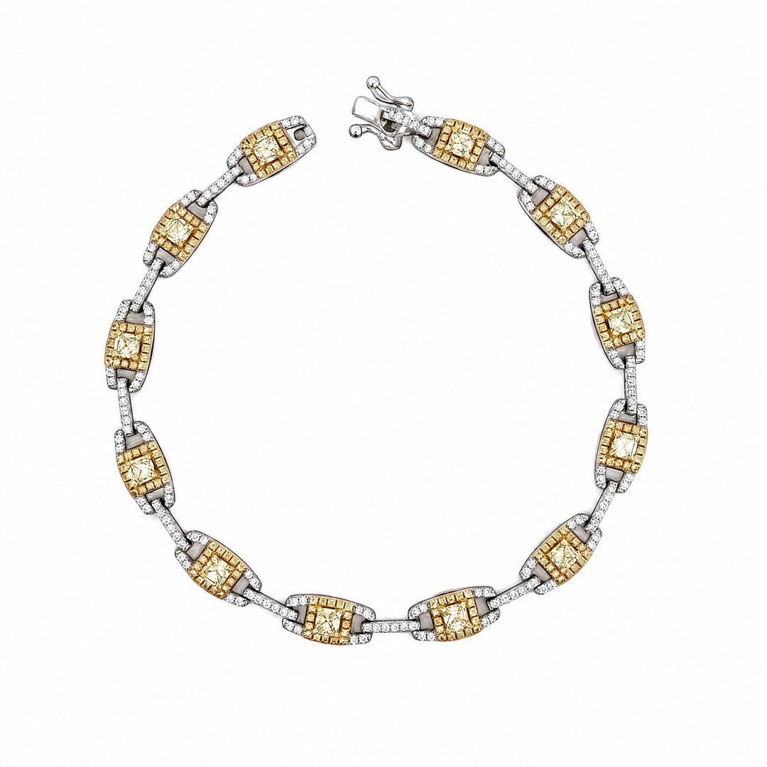Caribbean Gems two-tone 14kt gold bracelet featuring square-cut yellow diamonds and round white diamond accents.