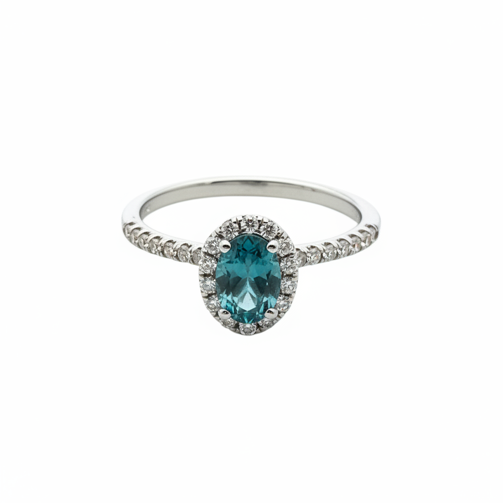 Sparkling Blue & White Diamond Ring