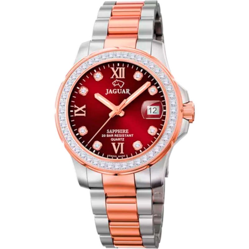 Burgundy Face Two Tone Jaguar Watch